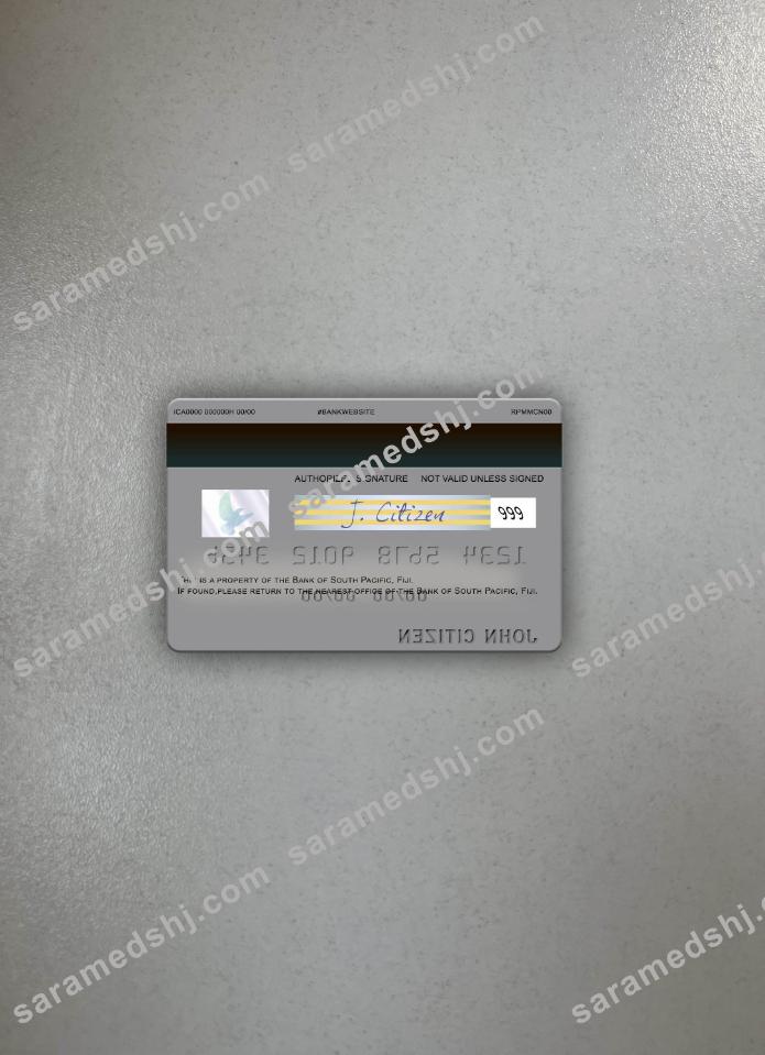 Fiji Bank of South Pacific visa debit card photolook back